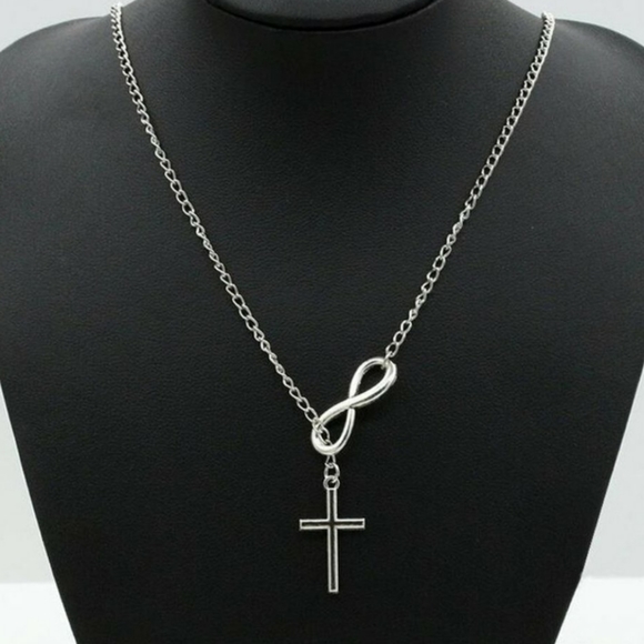 Silver Infinity Cross Necklace - Picture 9 of 9